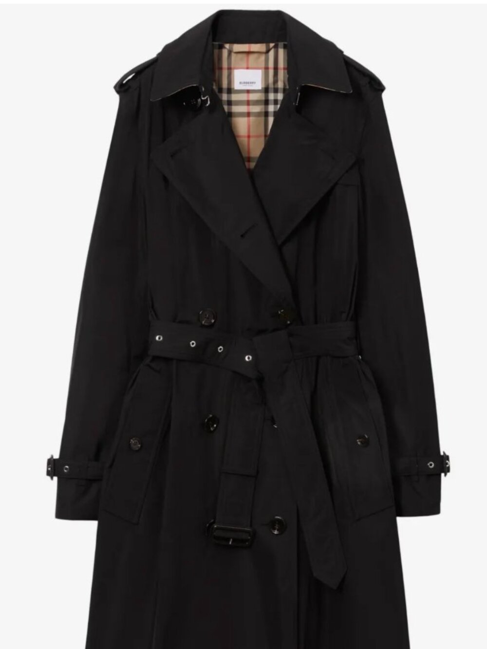 Womens Long Black Burberry Trench "Kensington" PICS TO FOLLOW